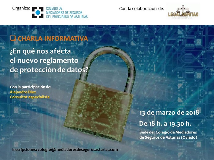 Cartel de la charla informativa sobre protección de datos